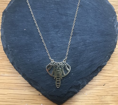 Gold Elephant Head Minimalist Necklace - Picture 3 of 5