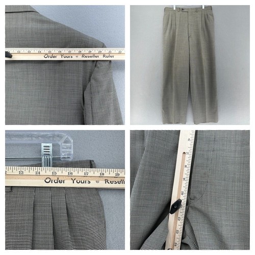 VTG Fioravanti Gray Wool Suit Set 2 Button Coat Pants Houndstooth Tailored 42L - Bild 5 von 8