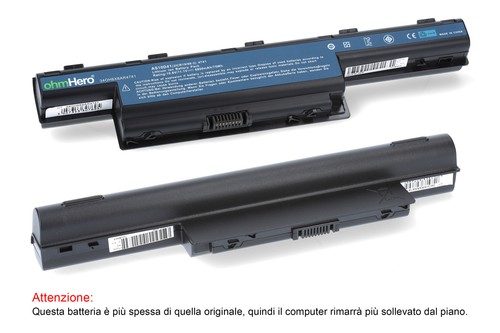 Batteria Ohmhero™ NERA 6800 mAh REALI per Gateway EasyNote NV59C09U - Foto 3 di 4