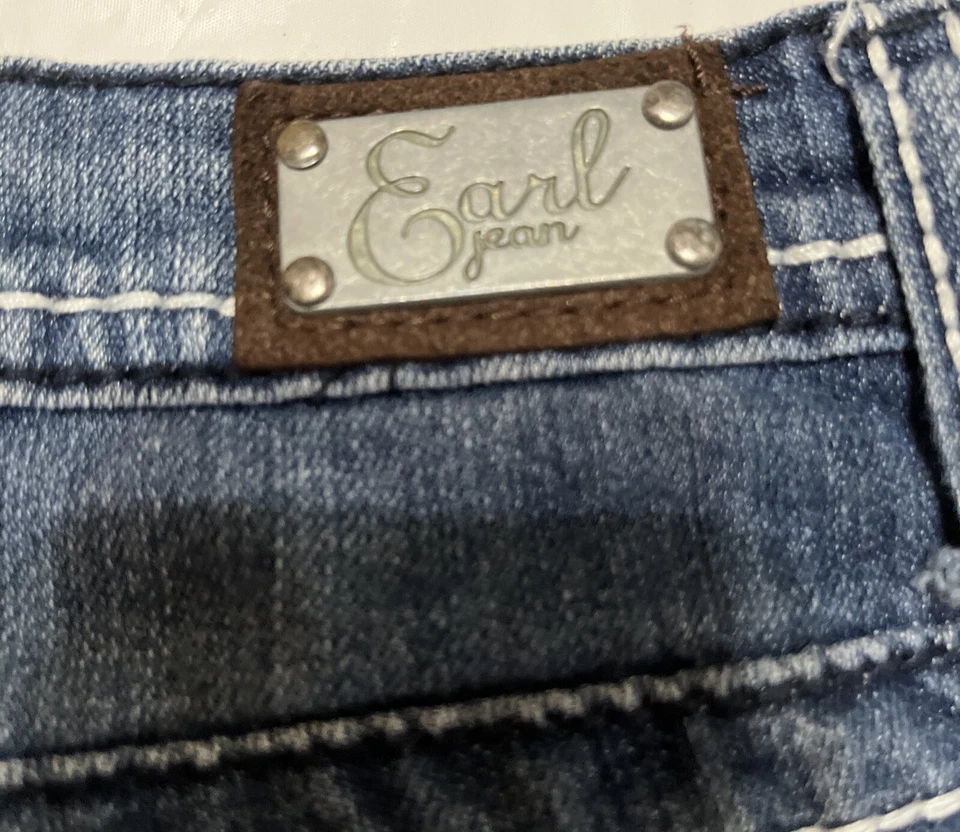 Jeans capri recortados adornados Earl Jeans para mujer talla 2P Foto 4 de 4