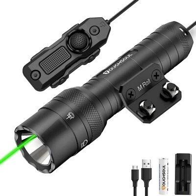 TOUGHSOUL 1250 Lumens Tactical Flashlight Green Laser Sight for M-Lok w/ Remote