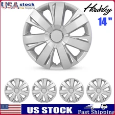 14" Set of 4 Sliver Wheel Covers Full Rim Snap On Hub Caps for R14 Tire & Steel