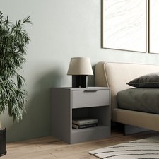 Image of 1-Drawer Bedside Table Cabinet Nightstand Storage Shelf Unit Bedroom Furniture