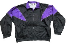 Vtg 80s 90s Road Runner Sports Retro Black Purple Windbreaker Jacket Reflector L