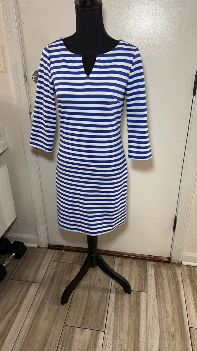 blue and white striped dress forever 21 Womens Casual Size M V Neck 3/4 size xs The Moss Knit Backless 11.12.2023 Matching floral belt included Color:Watermelon