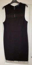 FRENCH CONNECTION Black Sleeveless Chain Detail Bodycon Dress, Size 16