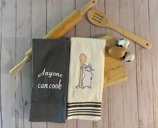 Disney Remy Embroidered Kitchen Towel Ratatouille Anyone Can Cook TinksTreasurez