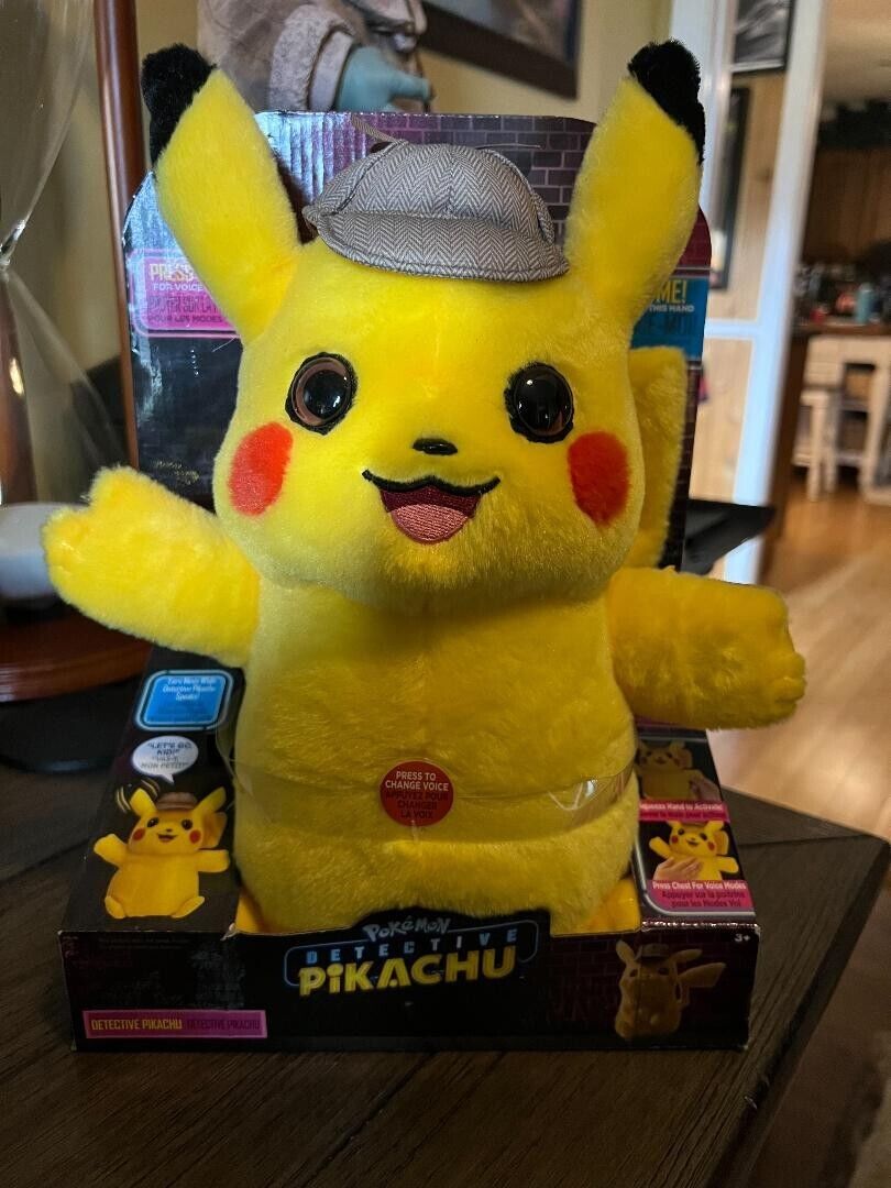 Pokemon Detective Movie Talking Pikachu 10 Inch Tall Plush Sound Movement  A12 for sale online