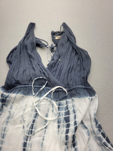 Elan Women Dress Medium Blue/White Sundress Sleeveless Long Tie Dye Rayon - Picture 10 of 11