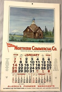 RARE 1968 ALASKA NORTHERN COMMERCIAL COMPANY CALENDAR COMPLETE WITH MAP ON BACK