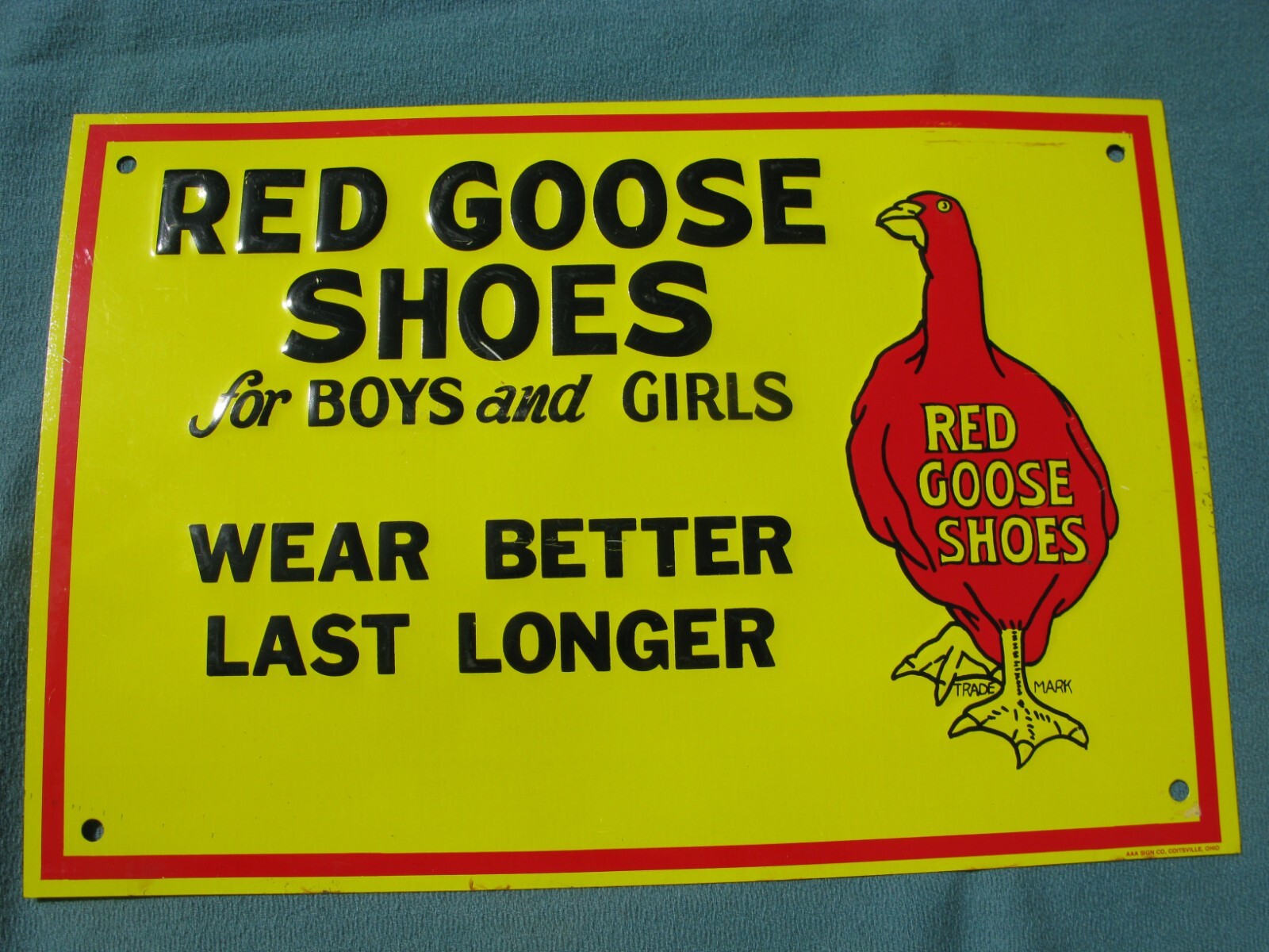Incredible Old Vintage Original Tin ‘Red Goose Shoes’ Advertising Sign