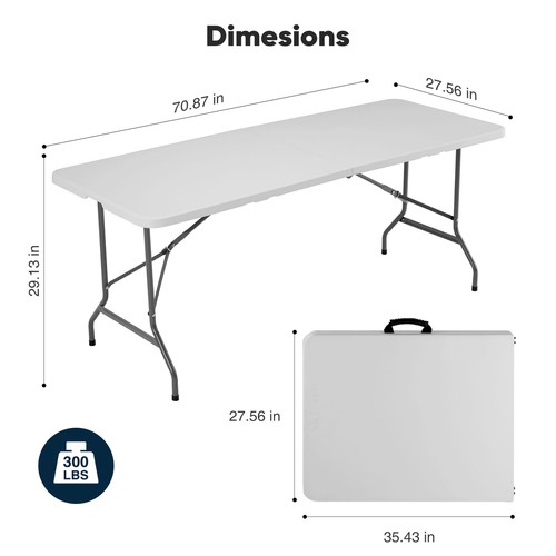 8ft/6ft/4ft Folding Table Outdoor Indoor Portable Table with Carrying Handle - Picture 13 of 22