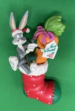 Vintage Bugs Bunny Carrot Stocking Santa Christmas Ornament 1998 Looney Tunes