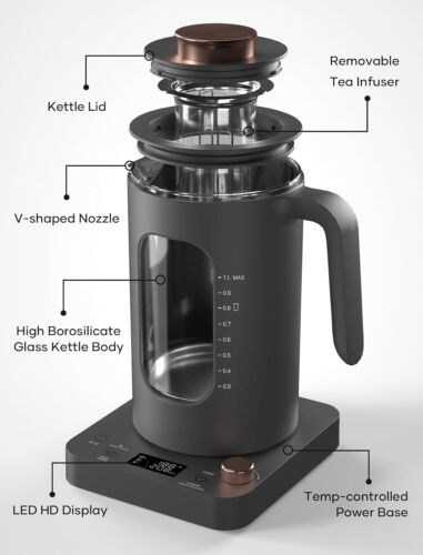 Electric Tea Kettle with tea Infuser and Precise knob temperature control - Picture 2 of 30