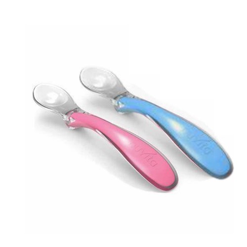 Baby Silicone Teething Spoons Utensils Self Feeding Training Cutlery Set - Afbeelding 1 van 9