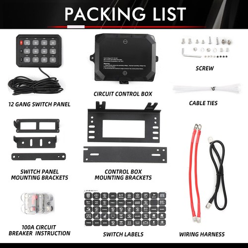 12 Gang Switch Panel Lights Control for Can-Am Polaris RZR UTV ATV Accessories - Picture 9 of 10