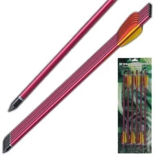 Crossbow Survival Arrows - Aluminum Shaft, Red Fletching, Steel Point, 6-Pack 16
