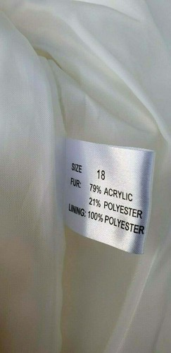 Women's Yazz White Faux bomber Jacket Winter Shaggy faux fur .Faux leather hem - Picture 6 of 6