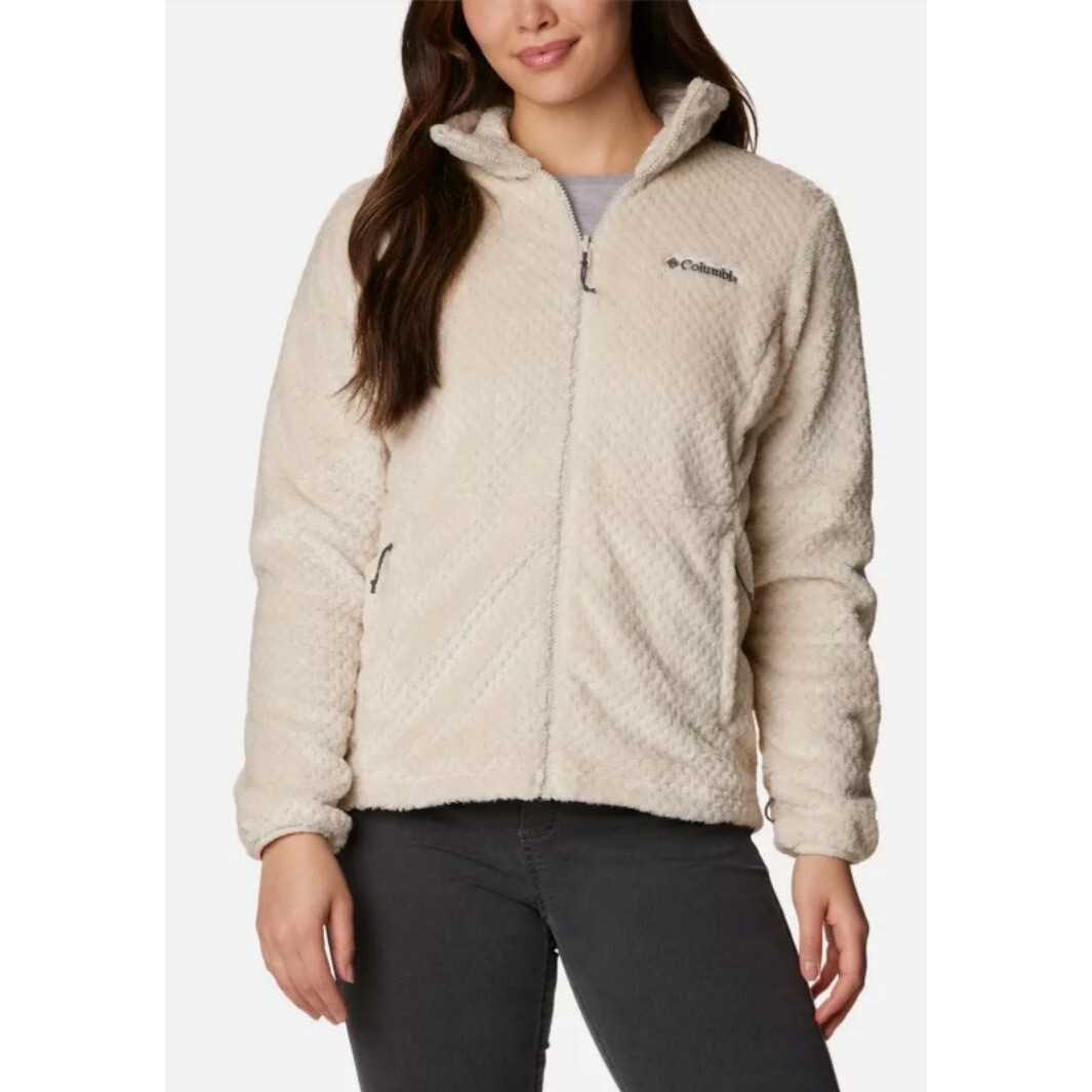 Columbia Beech Forest Furry Soft Fleece Quarter Zip Pullover Jacket Cream  Sz L