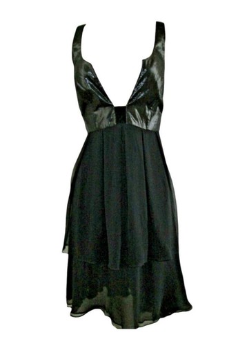 VINTAGE .UNWORN KATE MOSS FOR TOPSHOP BLACK BABYDOLL PLUNGE DRESS. UK/AUS SZ 12 - Picture 7 of 17