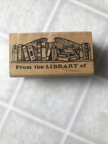 Unbranded Rubber Stamp "From the Library of" Wood Mounted