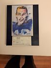 johnny unitas, baltimore colts, signed bank check W/Leroy Neiman display Jsa