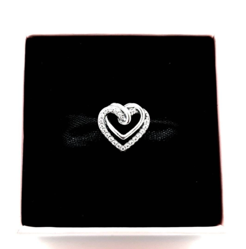 Genuine Pandora Sparkling Entwined Hearts Charm 799270C01 FREE DELIVERY - Picture 1 of 3