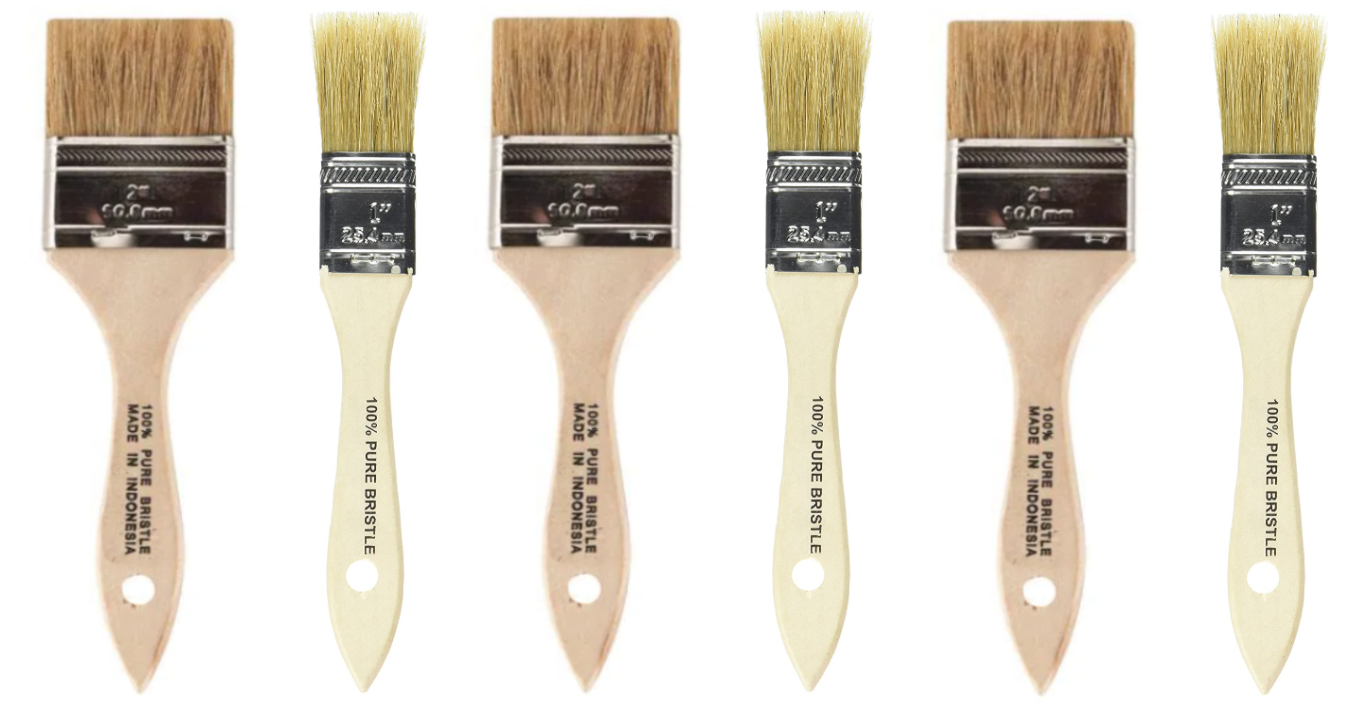 Wooster F5117 Brush KIt (3) 1" and (3) 2" Chip Brushes for Fiber