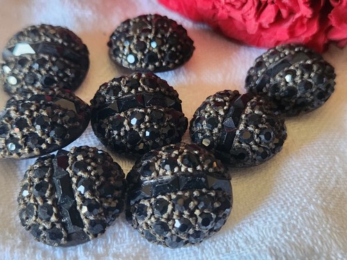 Lot  6 boutons vintage parurier resine strass  marron bombé  1,8 cm ref 5502 - Picture 1 of 3