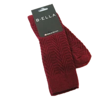 B. Ella Ladies 74% Merino Wool Blend Crew Socks Nina Herringbone Maroon - NEW