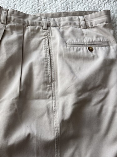 Brooks Brothers Mens Pants 36x30 100%Cot Beige Pleated Front Straight Leg Cuffed - Picture 9 of 10