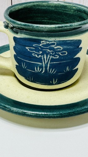 Set di 2 tazze vintage DEDZA MALAWI Africa in ceramica gres artigianale con piatti - Foto 6 di 19