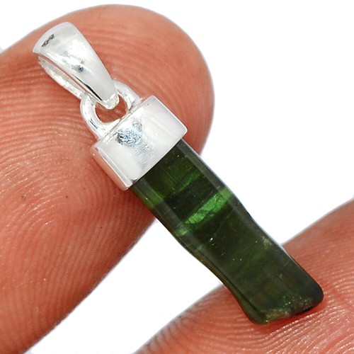Natural Green Tourmaline 925 Sterling Silver Pendant Jewelry CP50171