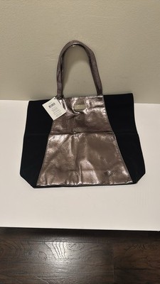 Jimmy Choo Parfums Black & Silver Metallic Large Vegan Leather Shopper/Tote