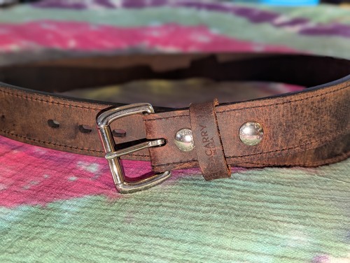 Versacarry Carry Belt Mens Size 38 Brown Leather USA Holster Gun