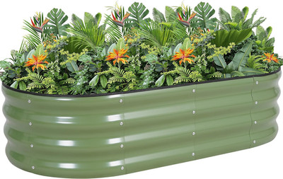 Galvanized Metal Raised Garden Bed Kit - 4X2X1Ft Outdoor Planter Box with Safety
