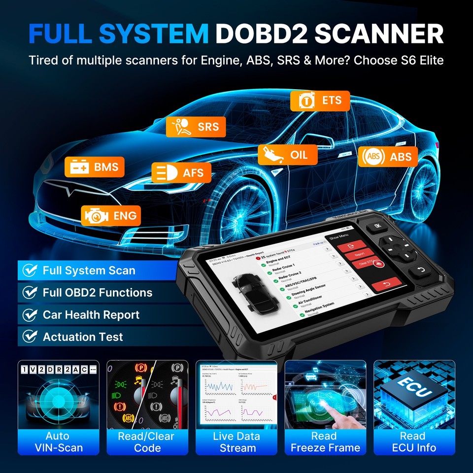 KINGBOLEN Ediag Elite Valise Diagnostic Auto 15+ Réinitialisations OBD2