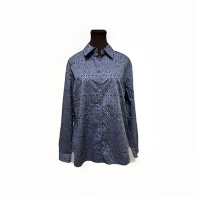 Chic Blue Jacquard Button Down Snakeskin-Inspired  Foxcroft Non-iron   Women s M