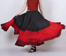 25 Yard Gypsy Tribal Danc Skirt pattern New 100 cotton Black/Red Frill Skirt