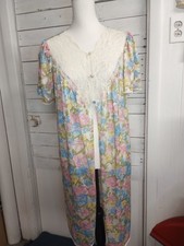 Vintage Vassarette Floral Robe Coverup Lingerie Lace Women's Medium Short Sleeve