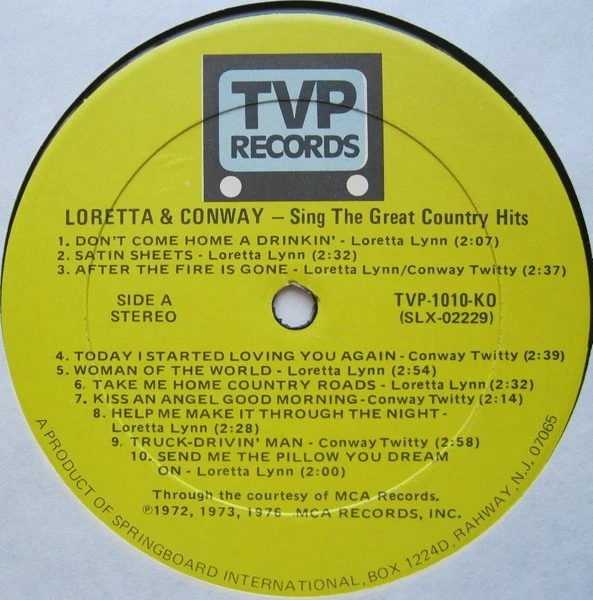 Conway Twitty & Loretta Lynn - Sing The Great Country Hits (LP, Comp) (Mint (M)) - Image 3 of 4