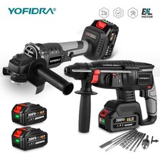 Cordless Angle Grinder Brushless Hammer Drill with Battery & Charger & Bit Set