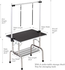 36" Professional Dog Pet Grooming Table Adjustable Heavy Duty Portable w/Arm 