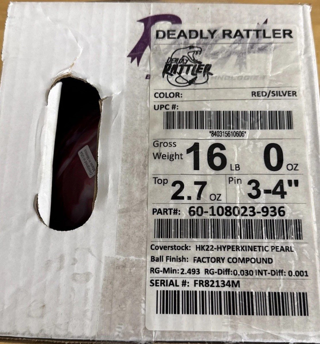 16lb Radical Deadly Rattler Bowling Ball NIB! | eBay