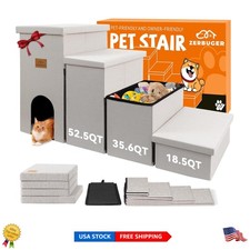 Sturdy Folding Pet Stairs with Removable Storage, Ideal for Large Pets  Kids