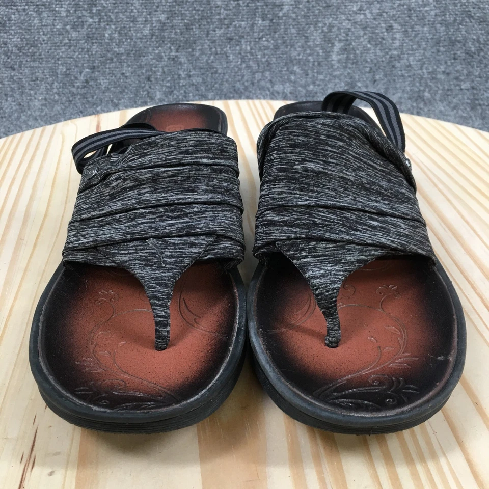 Sandalias BZees para mujer 7,5 M punta deslumbrante con cuña gris tela negra Foto 4 de 4