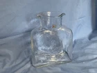 Blenko Glass Clear Double Spouted 384 Carafe Pitcher Vase 8"