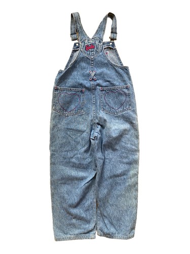 Barbie VTG 1997 Denim Jean Overall Sz 6 Girls Bib Embroidered Pink Bling *READ* - Picture 11 of 12