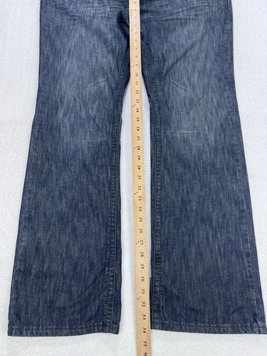 Inc Jeans Men 38 x 34 Copenhagen Bootcut Blue Whiskered Denim Western Distressed - Picture 6 of 12