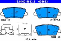 NEU - ATE 13.0460-5633.2 Bremsbelagsatz, Scheibenbremse FüR Hyundai KIA